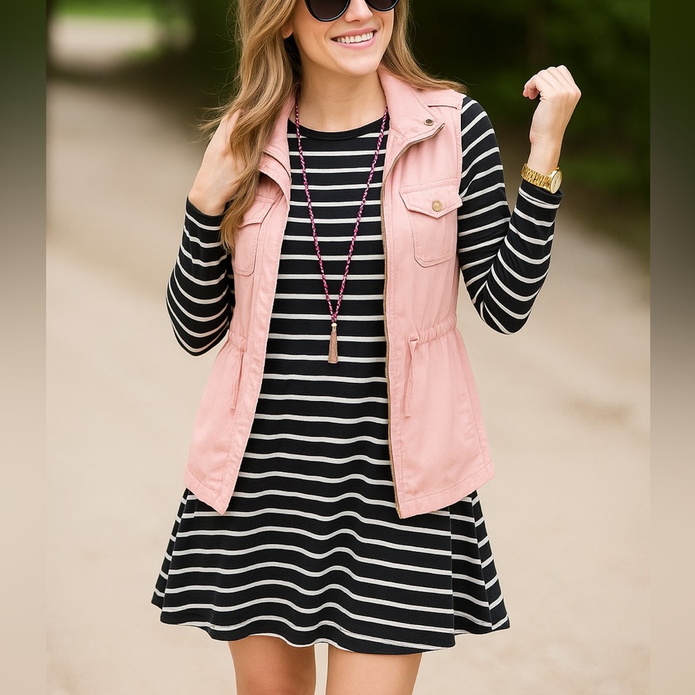 Mossimo Black & White Striped Swing Tunic Top – Small